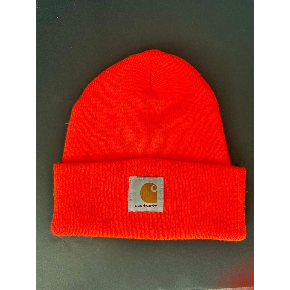 Carhartt A18 BOG Blaze Orange Acrylic Watch Hat Beanie Made in Canada Mens OSFA